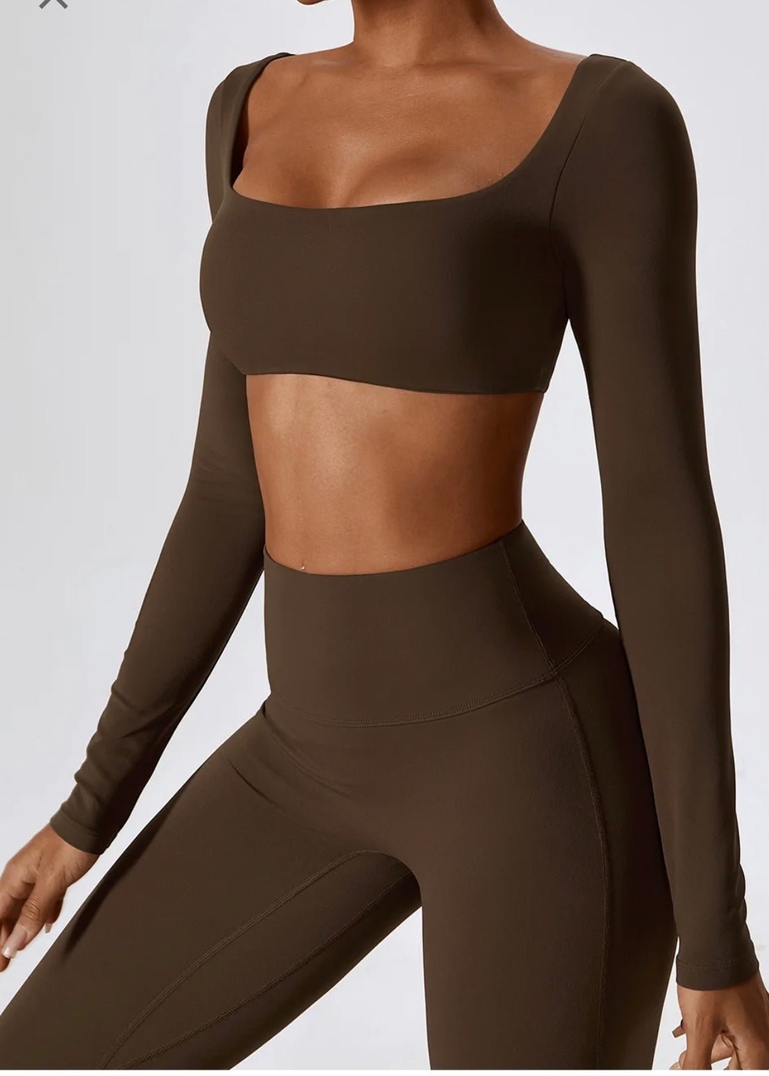 Brown Long Sleeve Loungewear Top