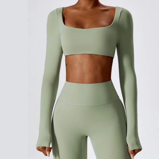 Green Long Sleeve loungewear Top