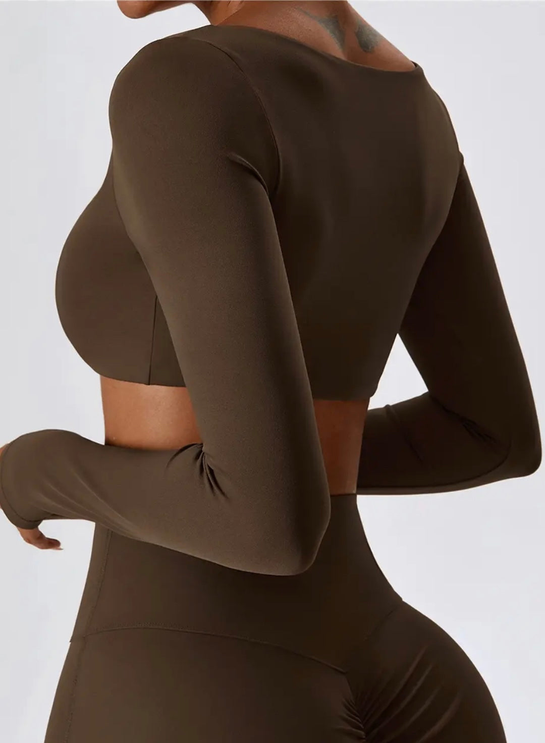 Brown Long Sleeve Loungewear Top