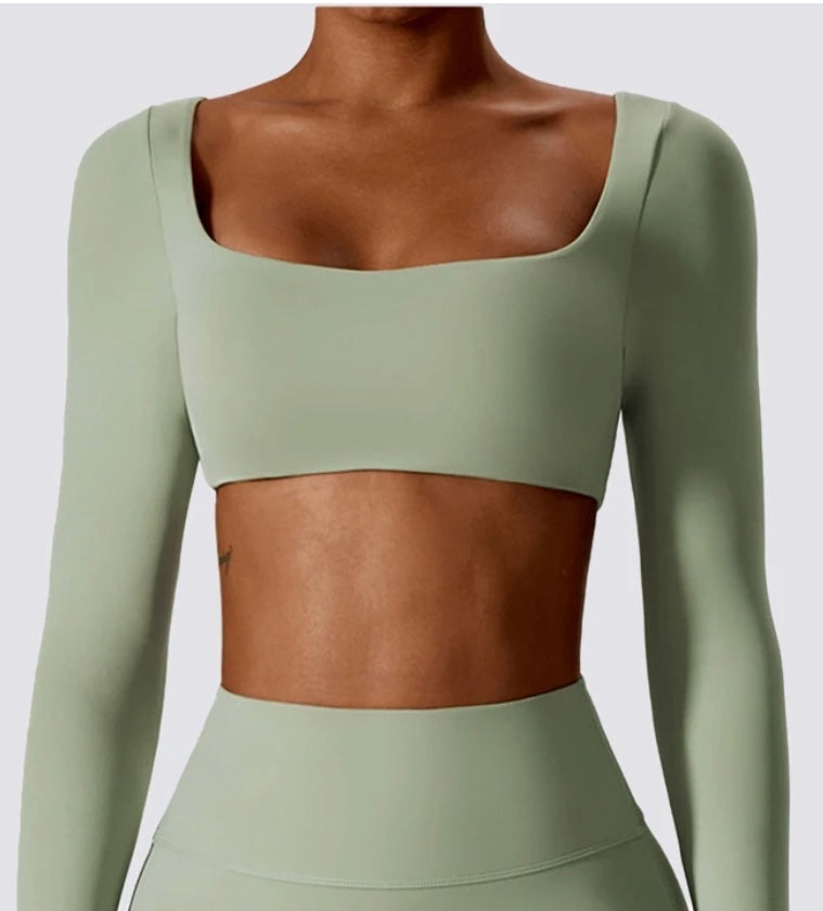 Green Long Sleeve loungewear Top