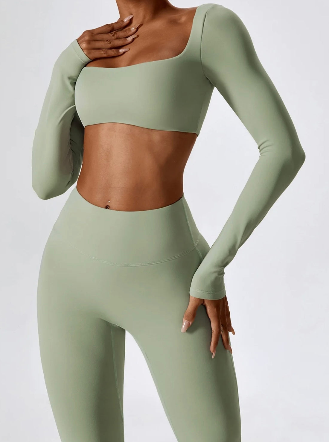 Green Long Sleeve loungewear Top