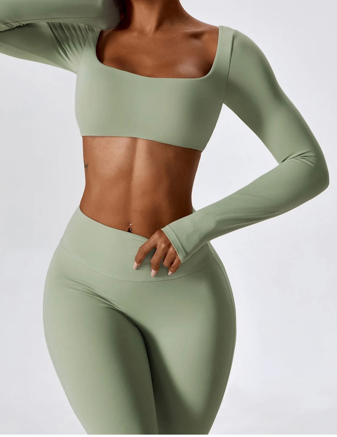 Green Long Sleeve loungewear Top