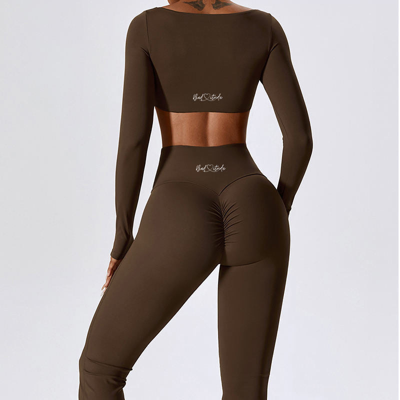 Brown Long Sleeve Loungewear Top