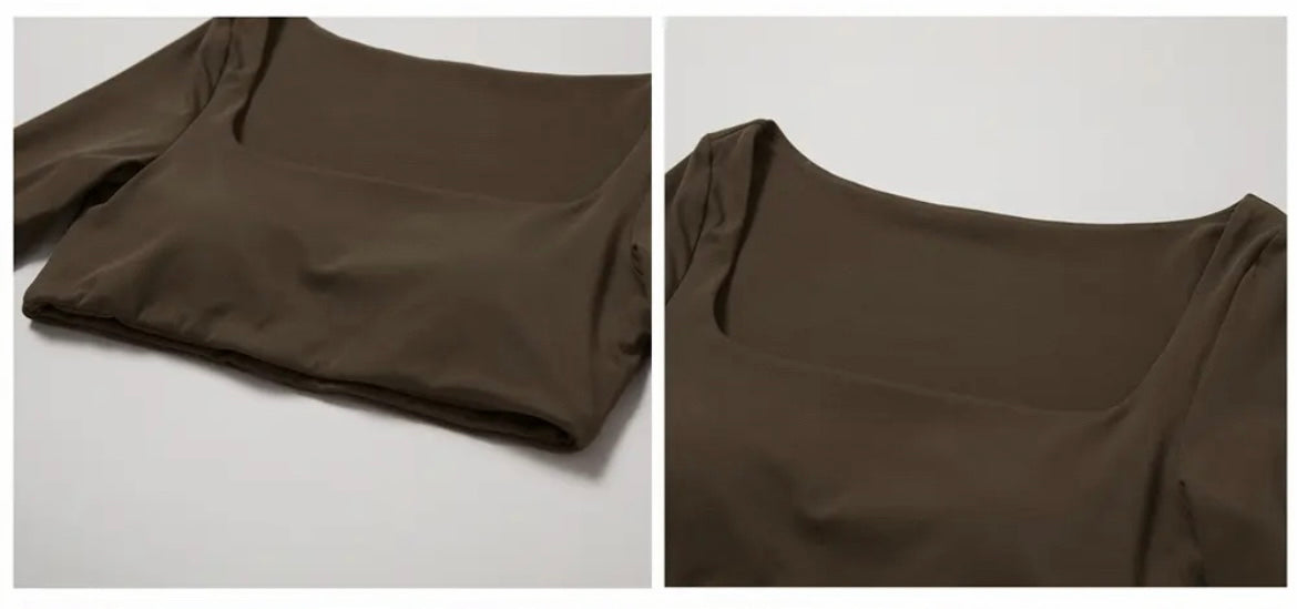 Brown Long Sleeve Loungewear Top