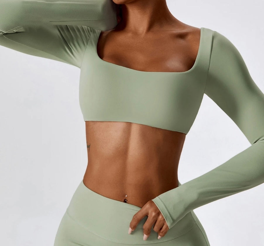 Green Long Sleeve loungewear Top