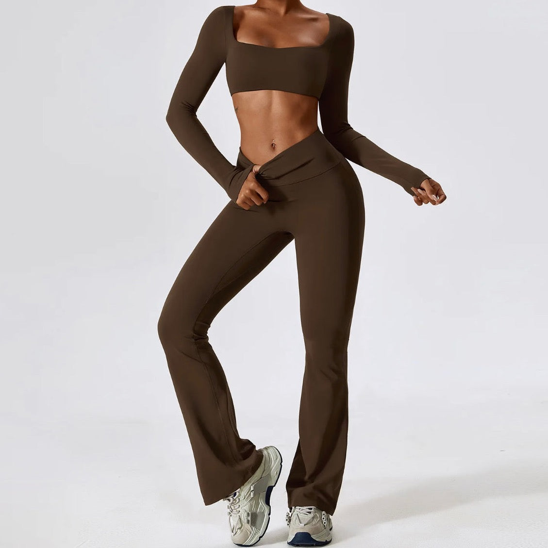 Brown Long Sleeve Loungewear Top